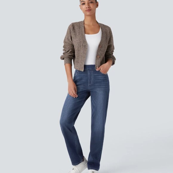 HALARA || Flex™ High Waisted Pockets Straight Leg Washed Casual Jeans Petite XS - Picture 2 of 3